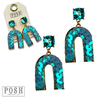 Sequin arch rhinestone earring