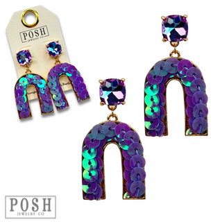 Sequin arch rhinestone earring
