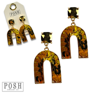 Sequin arch rhinestone earring