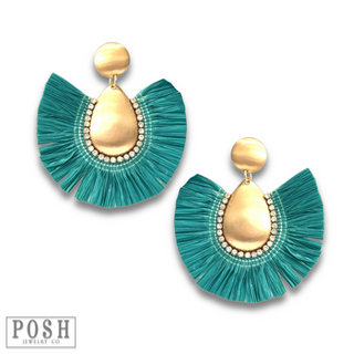 Raffia fan earring