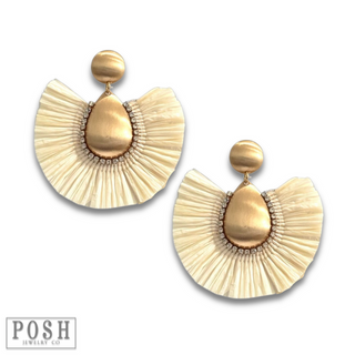 Raffia fan earring