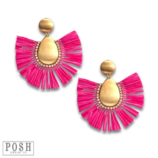 Raffia fan earring