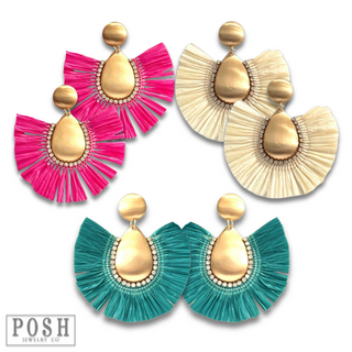 Raffia fan earring