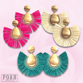 Raffia fan earring