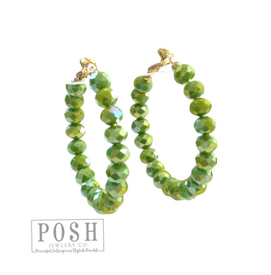 Neon bead hoop earring