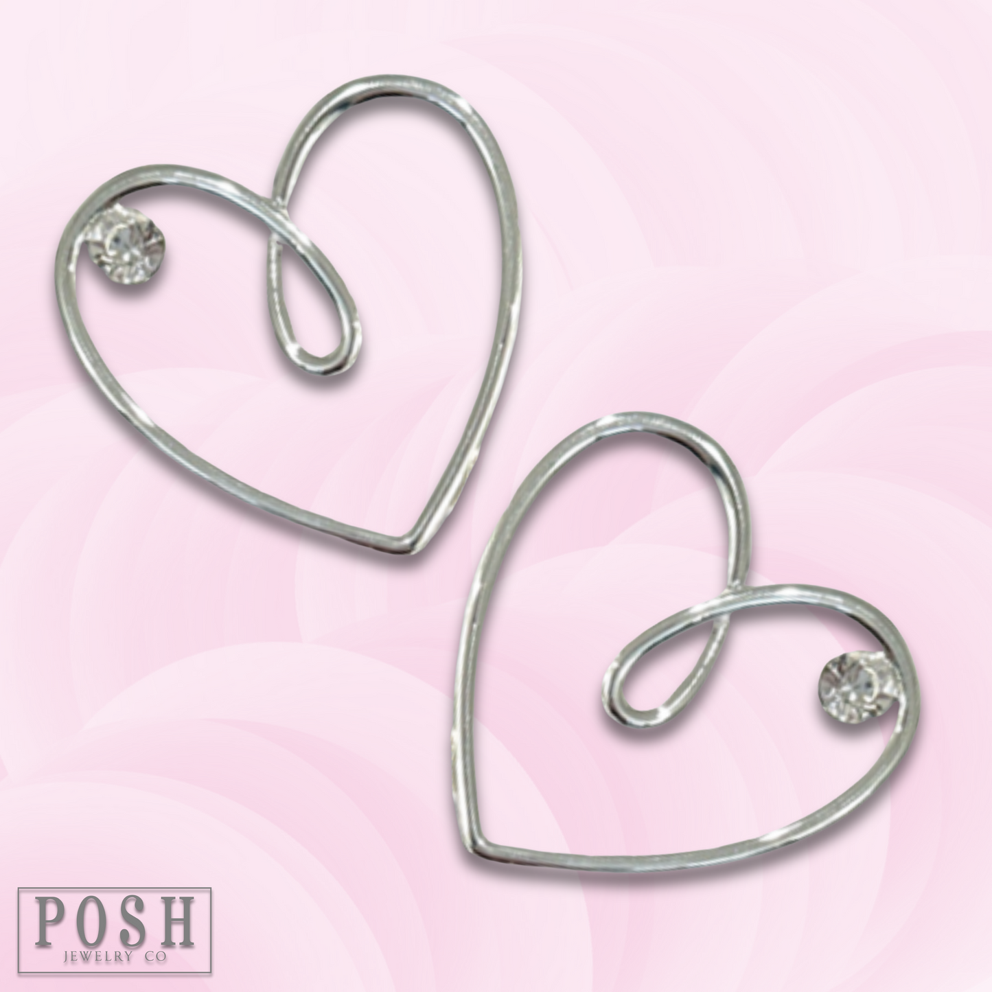 Heart and rhinestone earring