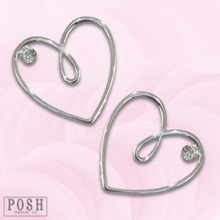 Heart and rhinestone earring