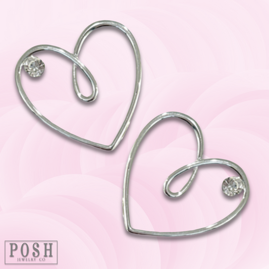 Heart and rhinestone earring