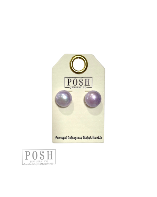 Iridescent pearl bead earring