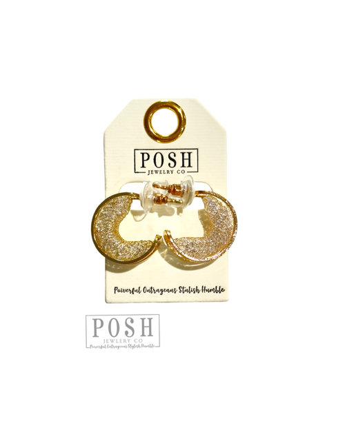 Crystal mesh small hoop earring