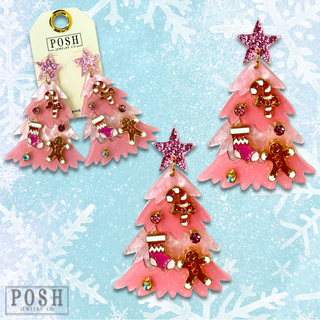 Decorated Christmas tree earring
