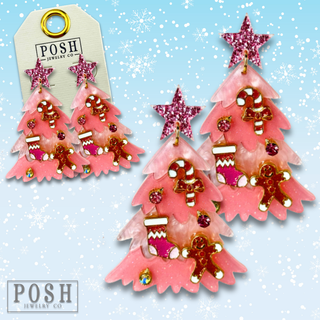 Decorated Christmas tree earring