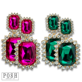 Luxe rectangle rhinestone earring