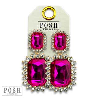 Luxe rectangle rhinestone earring
