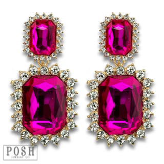 Luxe rectangle rhinestone earring