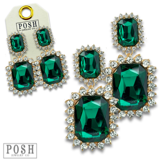 Luxe rectangle rhinestone earring