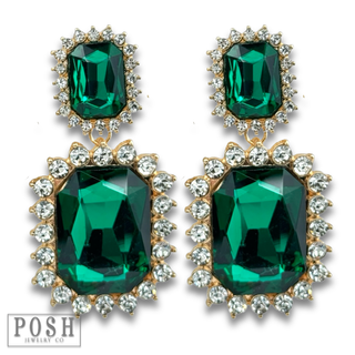 Luxe rectangle rhinestone earring