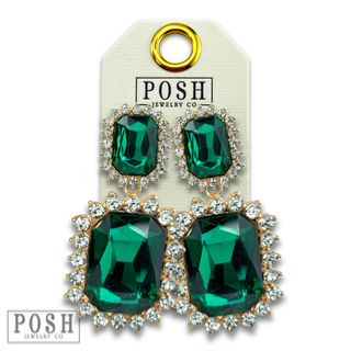 Luxe rectangle rhinestone earring
