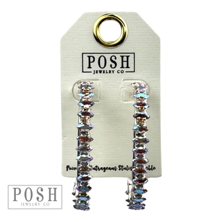 Rhinestone oval shape hoop earring