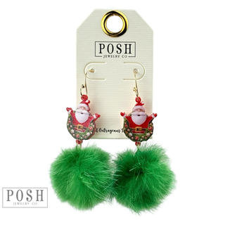 Santa pom-pom earring