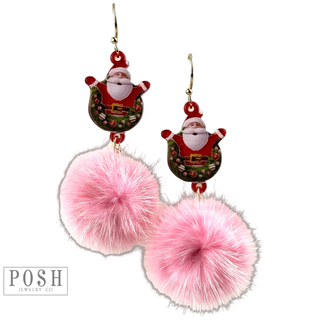 Santa pom-pom earring