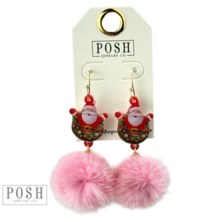 Santa pom-pom earring