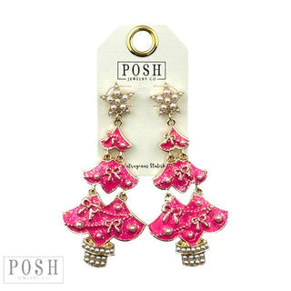 Bows and pearls Christmas tree earring