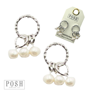Freshwater pearl drops on braided post earring