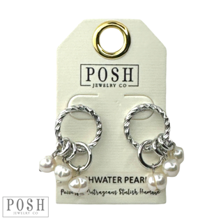 Freshwater pearl drops on braided post earring