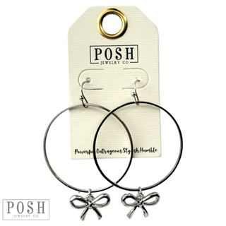 Bow charms on a circle hoop earring
