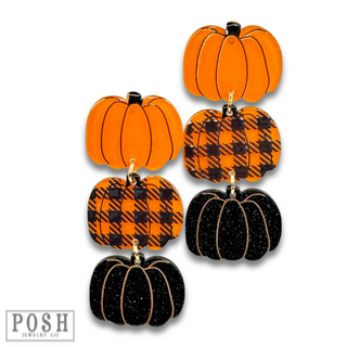 Mixed color glitter pumpkin earrings
