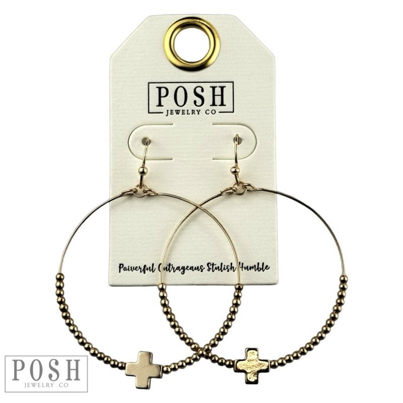 Square cross circle earring