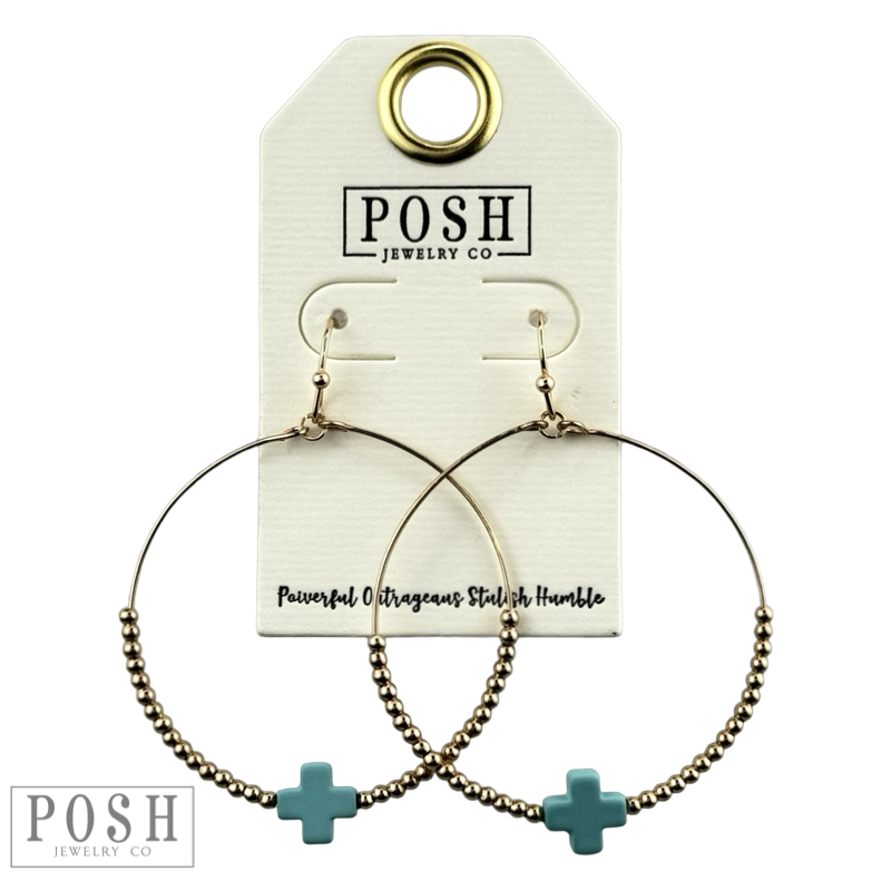 Square cross circle earring