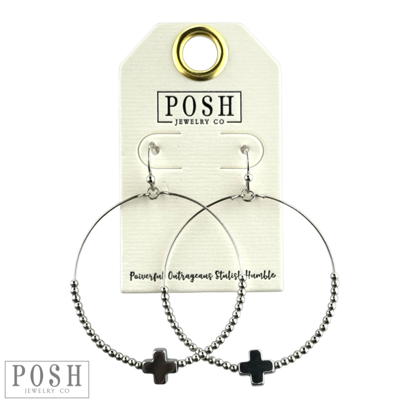 Square cross circle earring
