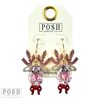 Rhinestone reindeer earring