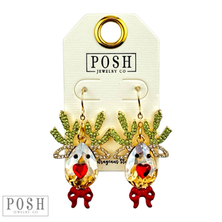Rhinestone reindeer earring