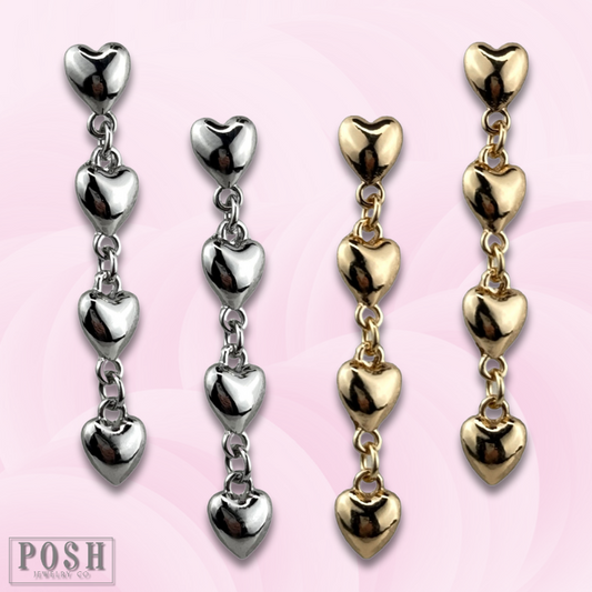 Heart drop earring