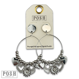 Heart charm earring