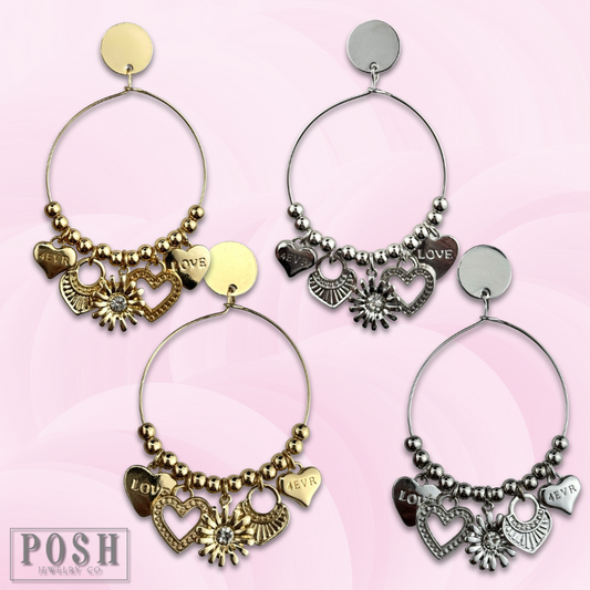 Heart charm earring