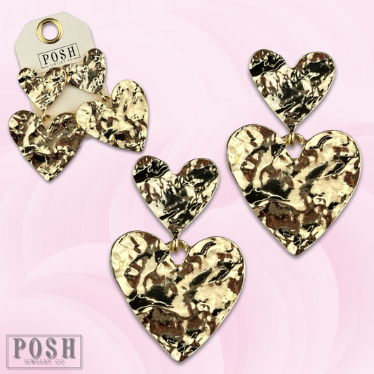 Double heart charm earring