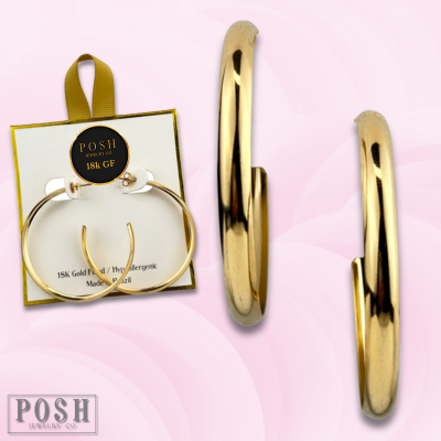 Classic hoop earring, 18k gold filled