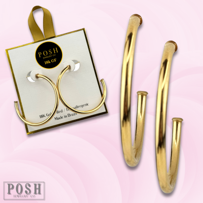Tube hoop earrings, 18k gold filled
