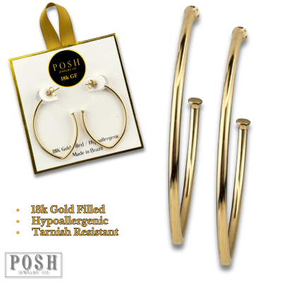 V shape hoop earring, 18k gold filled