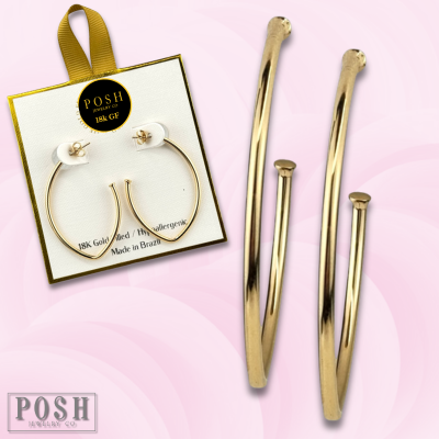V shape hoop earring, 18k gold filled