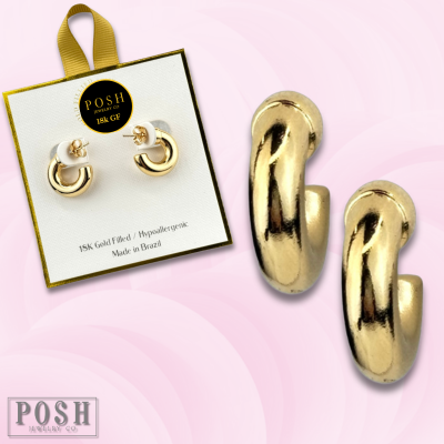 Chunky hoop earring, small, 18k gold filled