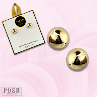 Button earrings, 18k gold filled