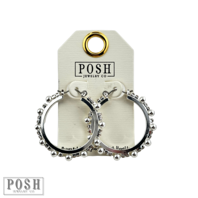 Rhinestone and beaded hoop earring