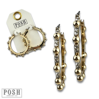 Rhinestone and beaded hoop earring