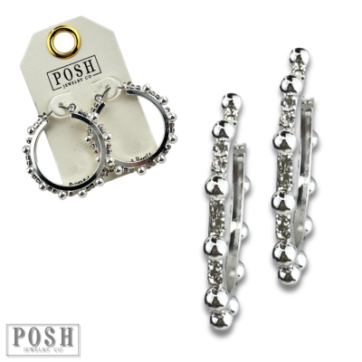 Rhinestone and beaded hoop earring
