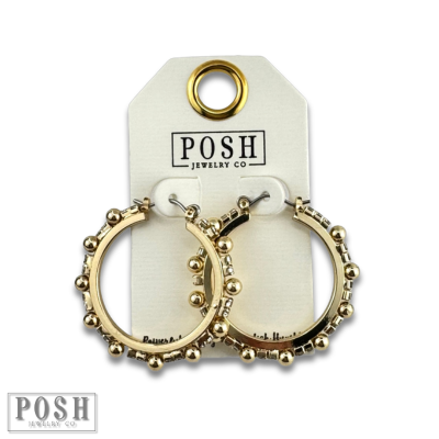 Rhinestone and beaded hoop earring